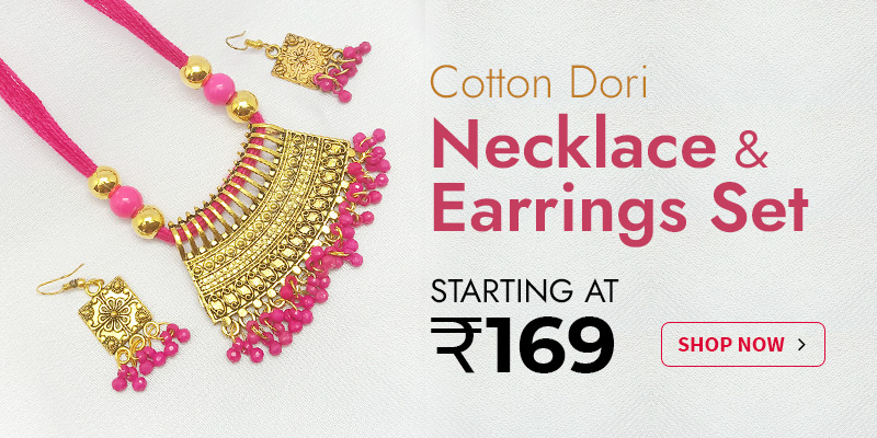 Cotton Dori Necklace & Earrings Set starting at ₹169 - Shop Now
