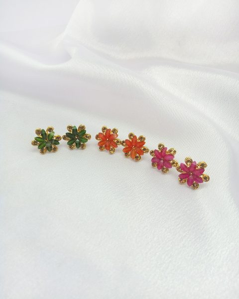 Stud Earrings Set, Floral Tops Earings