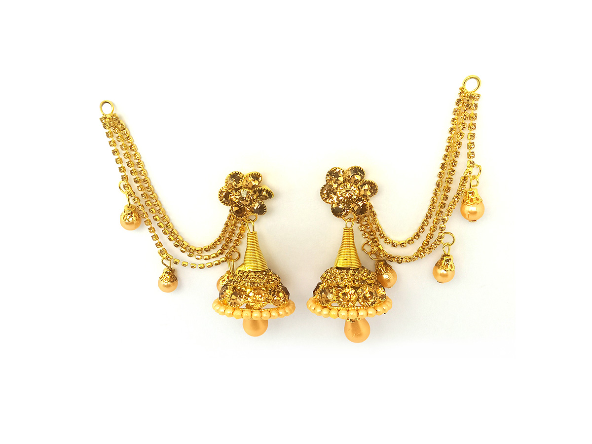 Jhumka Earrings With Hair Chain, Bahubali Stylish Earrings for Women -  
